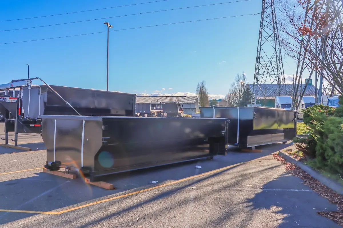 Roll-off dumpster ready for waste disposal at job site for 10 Yard Dumpster Rental in Elsmere